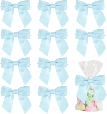 36 PCS 4.5 inch Pre-Tied Baby Blue Bows with Twist Ties for Gift Wrap Crafts - Image 1 of 4