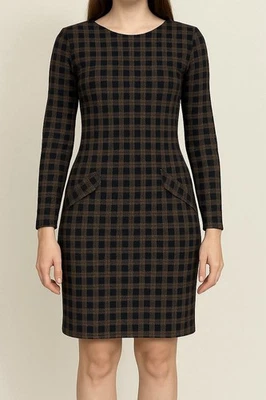 Vestido All That Jazz feminino vintage anos 90 tamanho 3/4 preto e cinza xadrez ombreiras EUA - Imagem 1 de 4