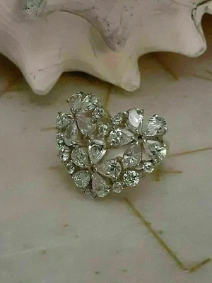 Anel de casamento folheado a ouro branco 14K corte pera 3 quilates diamante criado em laboratório formato de coração - Imagem 1 de 4