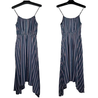 Vestido Joie a Rayas Sin Mangas Asimétrico Mezcla Seda Pequeño Gris Foto 1 de 4