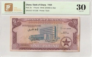 1959 Ghana 1 Pound Pick#2b 30 Very Fine - Picture 1 of 2