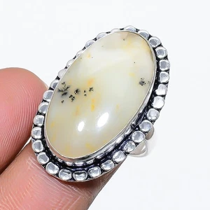 Honig Dendrit Edelstein Handarbeit 925 Sterling Silber Schmuck Ring 8 y592 - Bild 1 von 2