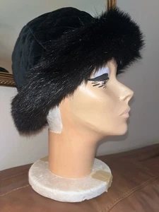 Vintage Saks Fifth Avenue Kunstfell Mütze Damen OSFM schwarz Kunstfell - Bild 1 von 12