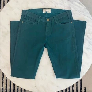 "Jeans skinny Current Elliott verde scuro cera bassa taglia 27 cucitura 30"" - Foto 1 di 8