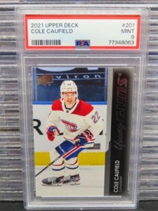 2021-22 Upper Deck Cole Caufield Young Guns Rookie RC #201 PSA 9 MINT Canadiens