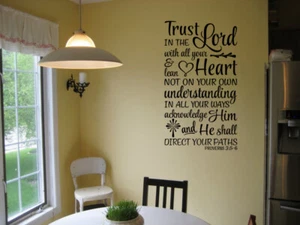 CALCOMANÍA DE PARED DE VINILO TRUST IN THE LORD PROVERBIOS 3:5-6 CITA ESCRITURA VERSÍCULO BÍBLICO - Imagen 1 de 2