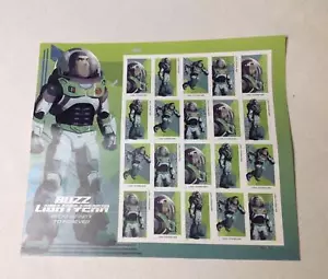 Foglio di 20 francobolli postali USPS Disney Pixar Buzz Lightyear - Foto 1 di 1