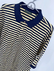 Masters Collection Polo Shirt Men's Size L Green Striped 60's Two-Ply Mercerized - Picture 1 of 5