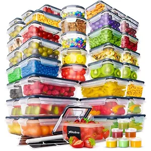Stelive 56 PCs Clear Food Storage Container Set Leak Proof Lunch Boxes BPA-Free - Picture 1 of 12