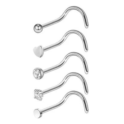 5 PIEZAS Pernos de hueso de acero quirúrgico Pasador de nariz Anillos de nariz en forma de L Retenedor de pernos 20G Foto 1 de 4