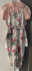 Storybook Heirlooms Floral Romper W Striped Blouse & Hat Girls 12 Tapered Legs - Picture 1 of 20