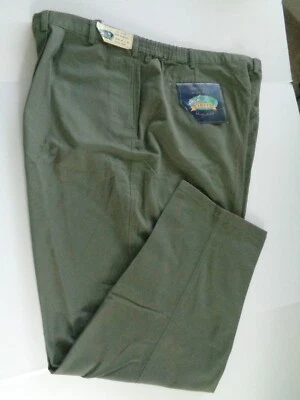 Pantalones Clipper 60X34 Grande y Alto Algodón Sarga Lateral Elástico Plisado Frontal Oliva Foto 1 de 4