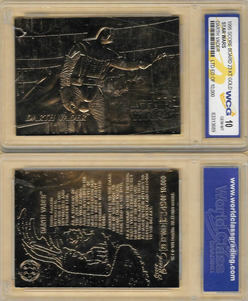 1996 Star Wars DARTH VADER 23 KT Karat Gold Card Sculptured Graded GEM MINT 10  - Image 1 of 1