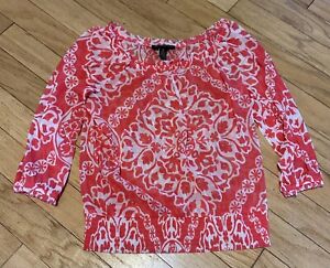 INC International Concepts Coral Boho Peasant Blouse with Cami Women's Medium