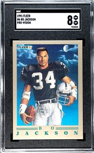 1991 FLEER PRO-VISION BO JACKSON #6 SGC 8, POP 3, 9 HIGHER