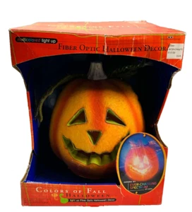 Vtg Halloween 2002 Trendmasters Fibre Optic Pumpkin Color Changing Jack O Latern - Picture 1 of 8