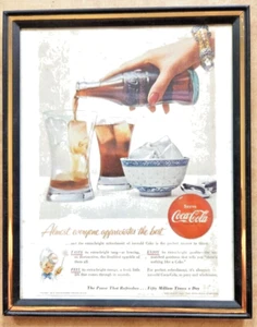 Servieren Coca Cola Anzeige im Rahmen 8x10" ikonisches rot-weißes Branding - Bild 1 von 2