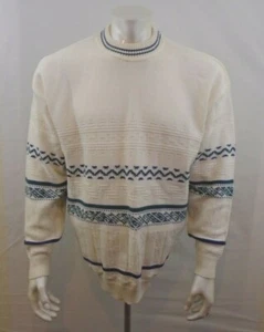 Club International Acryl Herren Pullover weiß blau Langarm Rundhals Gr. XL - Bild 1 von 5