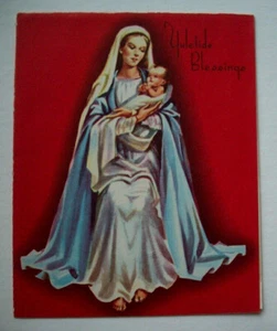 Holy Mary and baby Jesus Christmas vintage greeting card *B5 - Picture 1 of 3