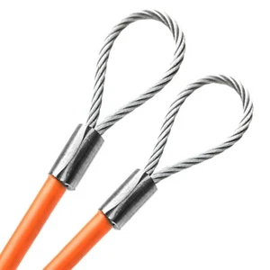 1ft - 75ft Vinyl Coated Metal Cable with Double Loop End (Purple, Brown, Orange) - Picture 1 of 6
