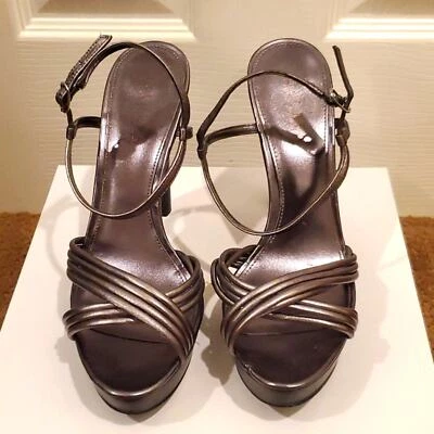 Sandalias de aguja Lauren Ralph Lauren Freida plataforma plateada US9.5US Foto 1 de 4