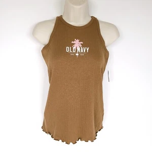 Old Navy Girls Tank Top Shirt XL 14 - 16 Brown Sleeveless Ribbed Stretch Palm - Picture 1 of 9