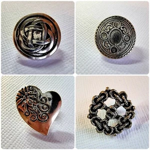 ANTIQUE SILVER METAL BUTTONS – SHANK, CARDIGAN, CELTIC, HEART, KNOT, OVAL, UK - Picture 1 of 24