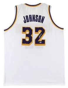 Magic Johnson Authentic Signed White Pro Style Jersey Autographed BAS Witnessed - Picture 1 of 3