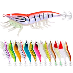 13PCS 12cm/20g Luminous Shrimp Lure Octopus Squid Jig Fishing Hooks Bait Prawn - Picture 1 of 12