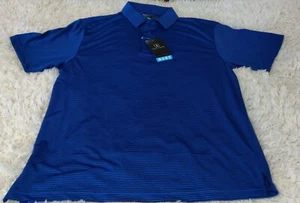 PGA Tour Blue/Black Striped Driflux Polyester Polo  Medium NEW!!! - Picture 1 of 8