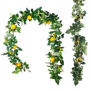 2pcs 6ft Artificial Lemon Garland Spring Greenery Garland With Lemons And Green - Picture 1 of 7