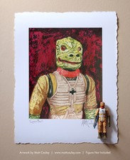 BOSSK Vintage Kenner Star Wars Action Figure ORIGINAL ART PRINT FRAMED