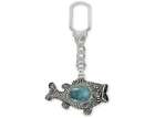 Wide Mouth Bass Key Ring Sterling Silver Handmade Wide Mouth Bass Jewelry  WMB10