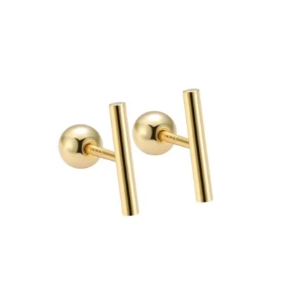Womens Surgical Steel Tiny Bar Stud Earring Screw Back Minimalist Dainty Jewelry - Image 1 of 4