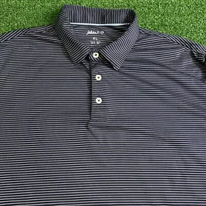 Johnnie O Polo Blue White Stripe Shirt Mens Large Size XL Wildcat Golf Academy - Picture 1 of 10