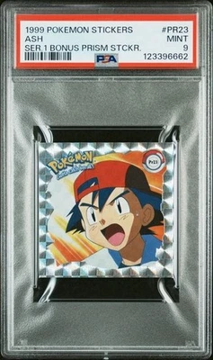 1999 Pokemon Sticker Series 1 Ash Bonus Prism #PR23 Vintage PSA 9 MINT - Image 1 of 2