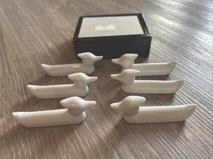 Minimalist White Porcelain Duck Chopstick Knife Rest Set of 6 Japan 3.5" - Bild 1 von 5