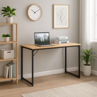 Scrivania Tavolo Porta PC Design Industriale Legno Metallo 120x60 Casa Ufficio - Immagine 1 di 4