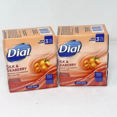 (2) Jabón en barra de limpieza suave Dial Silk & Seaberry paquete de 3 4 OZ Cada Foto 1 de 3