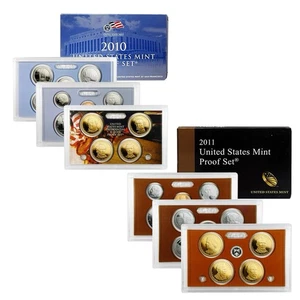 US Mint 2010 & 2011 Clad Proof Coin Set With Box and COA 28 Coin Set - Picture 1 of 12