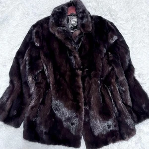 SAGAMINK Pelzmantel Schauspielerinkragen Blumenstickerei warm elegant gebraucht -aus Japan - Bild 1 von 10