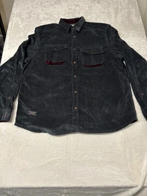 Jack South London Corduroy Avila Stretch Shirt Jacket Mens XXL Dark Gray - Image 1 of 4