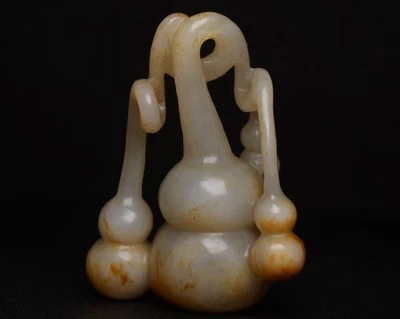 认证天然海天玉手工雕刻精美瓶葫芦雕像 11194 — 第 1/4 张图片