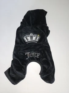 Juicy Couture Velour Hund Trainingsanzug Hoodie schwarz XS/S Glitzer Haustier Hundebekleidung neu ohne Etikett - Bild 1 von 13