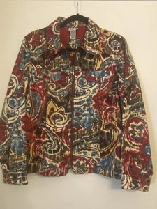 VTG Graff Tapestry Jacket Women's Large Red Aztec Southwestern 100% Cotton Denim - Picture 1 of 8