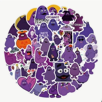 25 Piece Mix Lot 2” Grimace McDonald’s Stickers, Random Mix, Vinyl, Decals