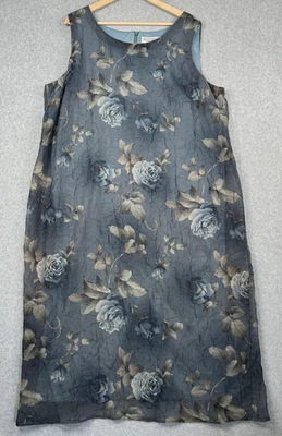 Vestido de Colección Jessica Howard Para Mujer 24P Azul Floral Sin Mangas Maxi Arrugado Años 90 Y2K Foto 1 de 4