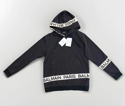 Suéter masculino preto com capuz Balmain novo com etiquetas tamanho médio - Imagem 1 de 4