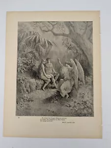 Grabado antiguo 1892 Gustave Dore Angels Satan Hell 13x9,75" gótico p22 - Imagen 1 de 2
