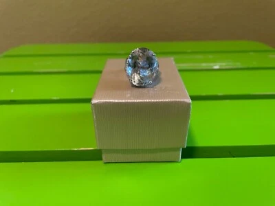 Prasiolita ovalada y circón blanco redondo rodio sobre plata de ley 18,23 quilates talla 8 Foto 1 de 4